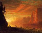 阿尔伯特 比尔施塔特 : Deer at Sunset